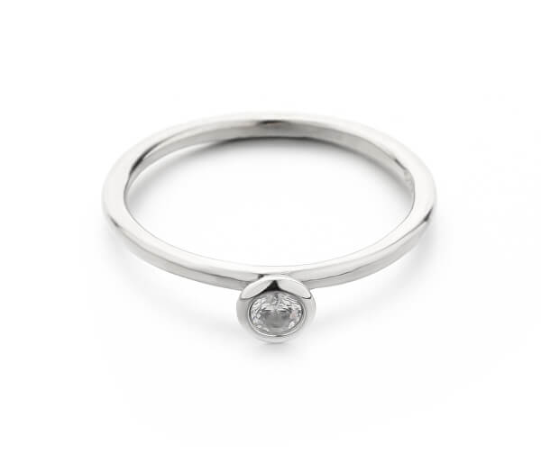 Anello in argento con zircone chiaro R00019