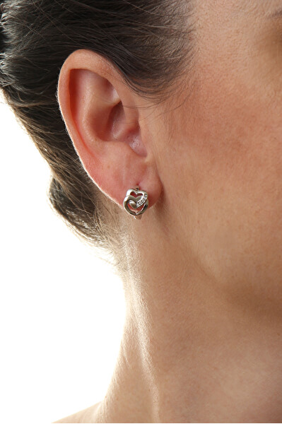 Romantici orecchini in argento con cuori E0000162