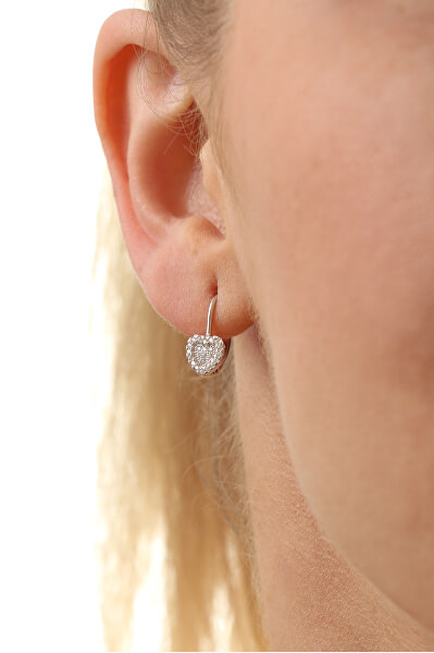 Romantici orecchini a cuore in argento con zirconi E0000560