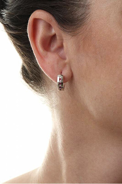 Silber runde Ohrringe mit farbigen Zirkonen E0000148
