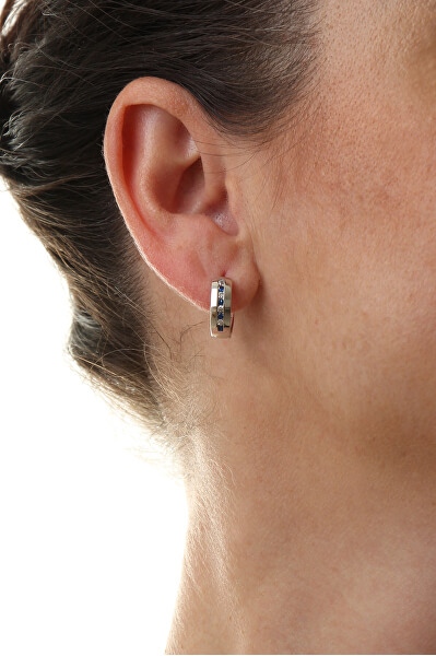 Silber runde Ohrringe mit farbigen Zirkonen E0000413