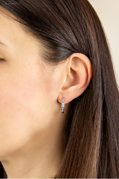 Silber runde Ohrringe mit farbigen Zirkonen E0000741