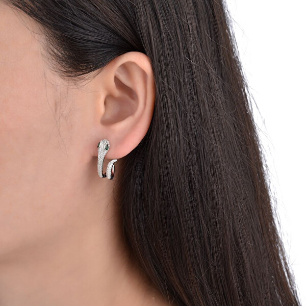 Stříbrné náušnice Had s kubickými zirkony E0004973