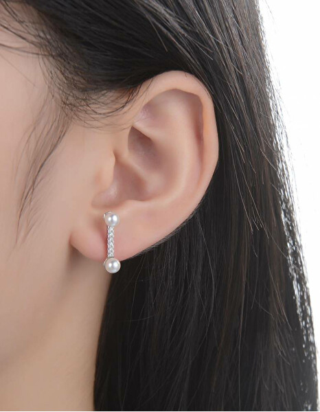 Ezüst fülbevaló gyöngyökkel Nariman E0003108