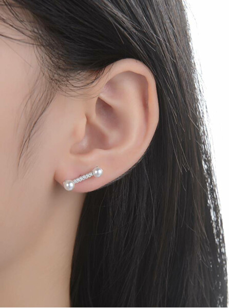 Ezüst fülbevaló gyöngyökkel Nariman E0003108