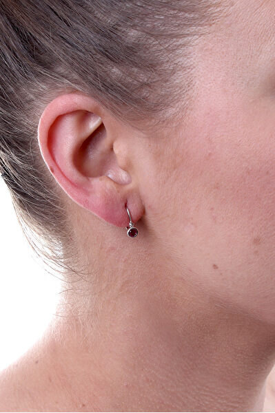 Ezüst fülbevalók rubin cirkónium kövekkel E0000618