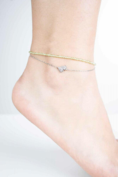 Stříbrný korálkový řetízek na nohu Otisky BG000011