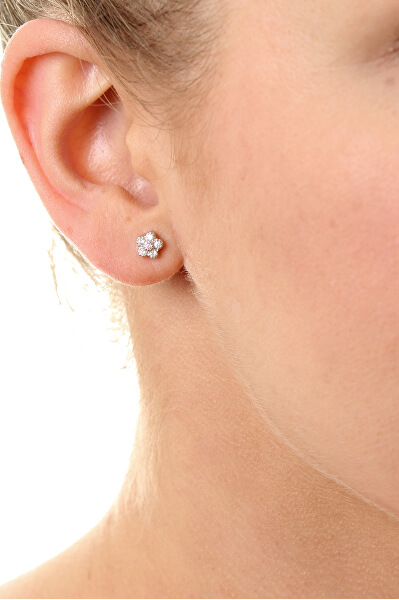 Scintillanti orecchini in argento con zirconi Fiori E0000211