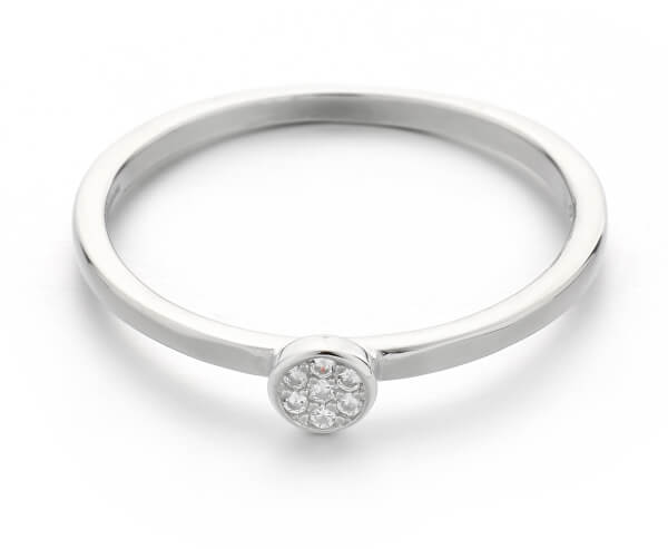 Třpytivý stříbrný prsten s čirými zirkony R00020