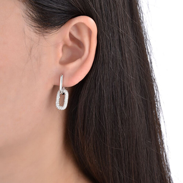 Visací stříbrné náušnice se zirkony E0004967