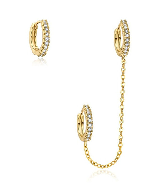 Set pozlacených kruhových náušnic se zirkony E0004220