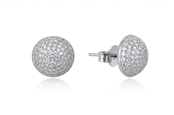 Blyštivé stříbrné náušnice s kubickými zirkony E0003197