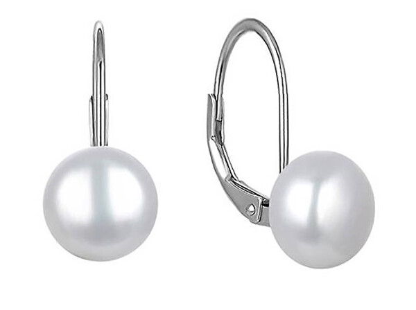 Elegáns ezüst fülbevaló fehér gyöngyökkel EP000093-EP000102