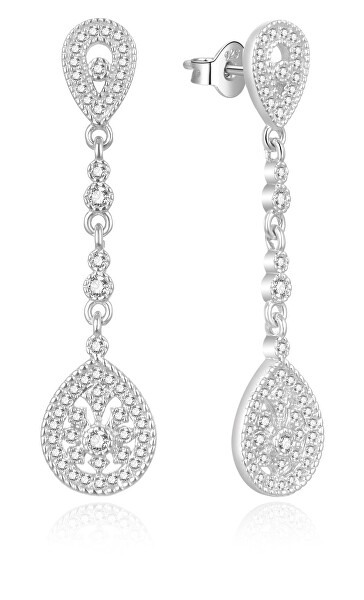 Elegáns ezüst fülbevaló cirkónium kövekkel  E0002556