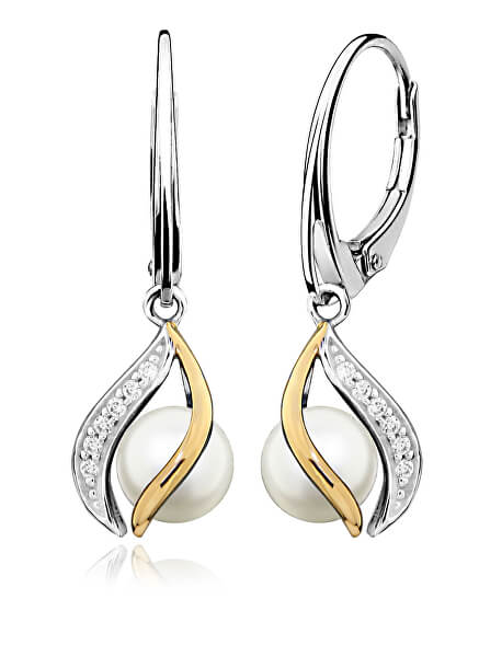 Elegáns ezüst fülbevalók valódi gyöngyökkel EP000146