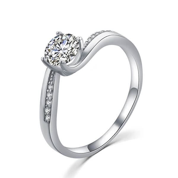 Elegantný strieborný prsteň s čírymi zirkónmi R00005
