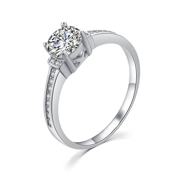 Elegantní stříbrný prsten s čirými zirkony R00006