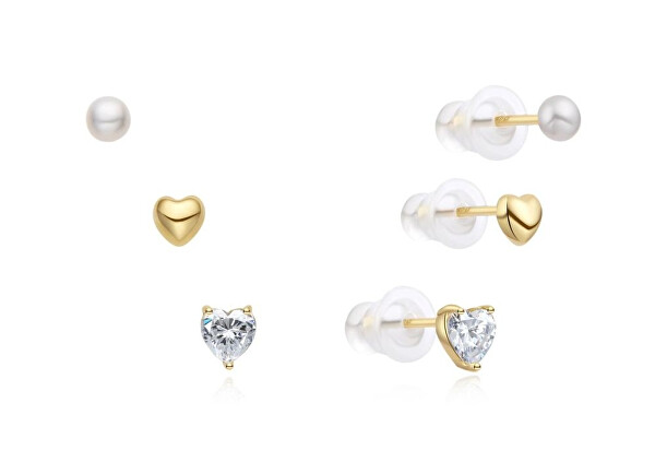 Sada pozlacených peckových náušnic E0004934 (3 páry náušnic)