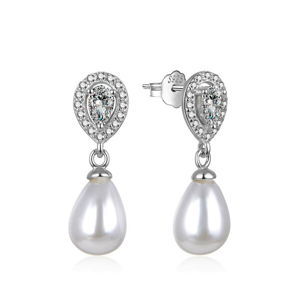 Egyedi ezüst fülbevaló gyöngyökkel és cirkónium kövekkel E0003107