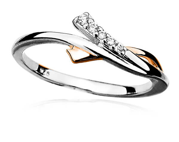 Krásný stříbrný prsten se zirkony R000093