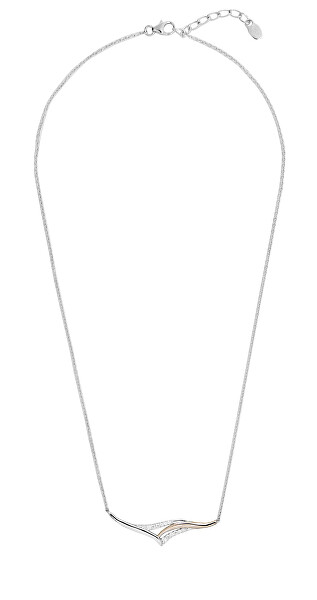 Luxus zweifarbige Halskette mit Zirkonen N0000480