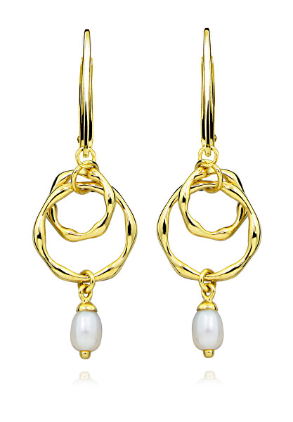 Luxuriöse vergoldete Ohrringe mit Perlen EP000169