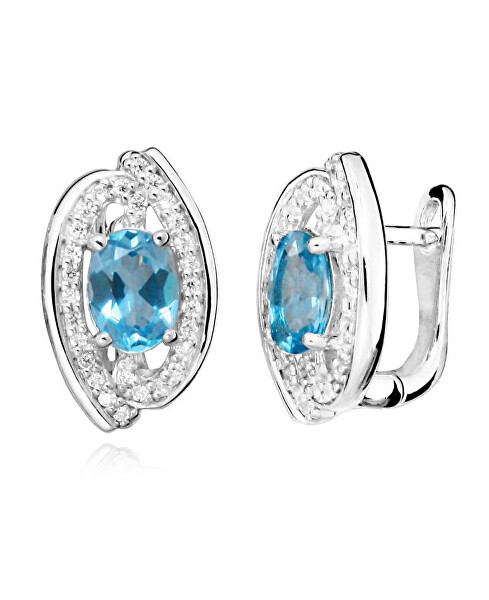 Luxus ezüst fülbevaló kék topázzal EG000011