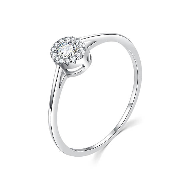 Luxusní stříbrný prsten s čirými zirkony R00020