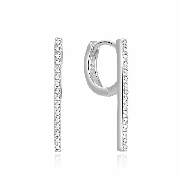 Orecchini minimalista in argento con zirconi cubici E0002530