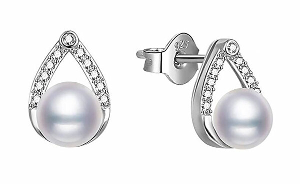 Wunderschöne Silberohrringe mit Perlen und Zirkonen  EP000179