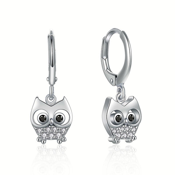 Něžné kruhové náušnice s přívěsky Sova E0002888