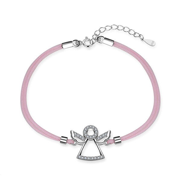 Něžný růžový textilní náramek Andělíček B0000797