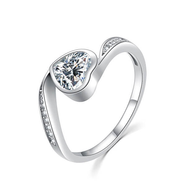 Gyengéd ezüst gyűrű cirkónium kövekkel Szív R00021