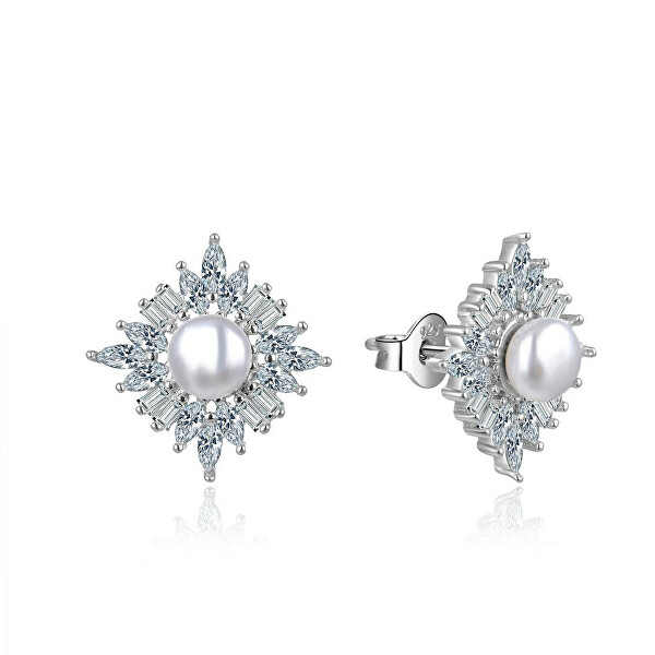 Originali orecchini in argento con perla E0003102