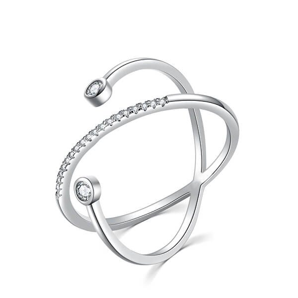 Originale anello in argento con zirconi R00020