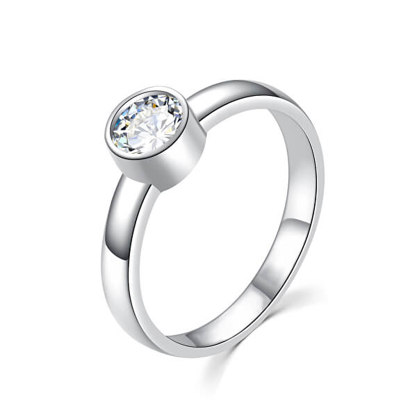 Půvabný stříbrný prsten s čirým zirkonem R00020