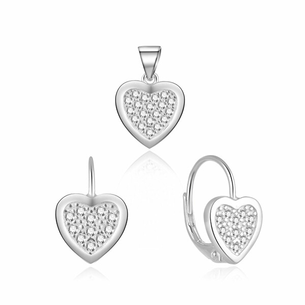 Romantikus ezüst ékszerkészlet Szív S0000272 (medál, fülbevaló)