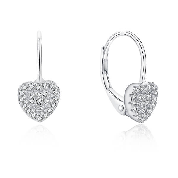 Romantikus ezüst szív fülbevaló cirkónium kővel E0000560