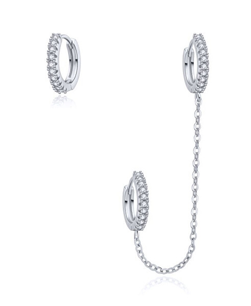 Set stříbrných kruhových náušnic se zirkony E0004219