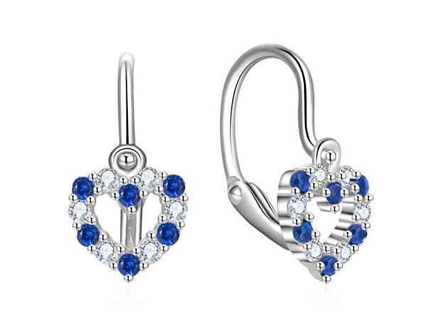 Stříbrné dětské náušnice Srdíčko se zirkony E0000648