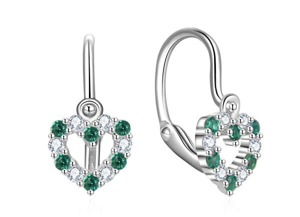 Stříbrné dětské náušnice Srdíčko se zirkony E0000650
