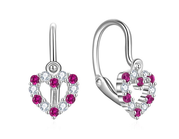 Stříbrné dětské náušnice Srdíčko se zirkony E0000651