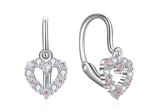 Stříbrné dětské náušnice Srdíčko se zirkony E0000652