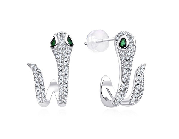 Stříbrné náušnice Had s kubickými zirkony E0004973