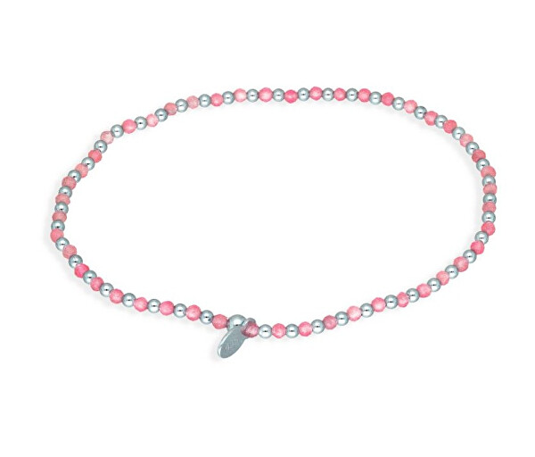 Stříbrný korálkový náramek s rubínem BG000026