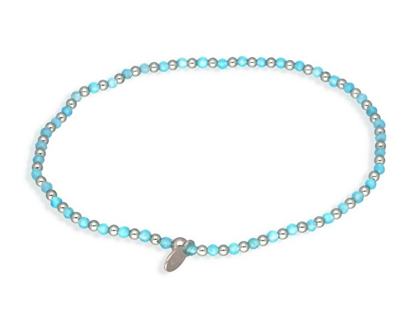 Stříbrný korálkový náramek s tyrkysem BG000032