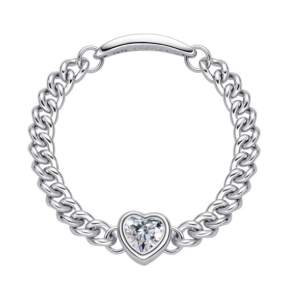 Stříbrný řetízkový prsten Třpytivé srdce CZR00011-P