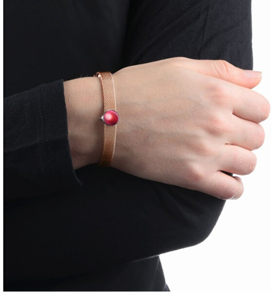 Bracciale placcato in oro rosa con ciondolo rosso Sensazioni SAJT59