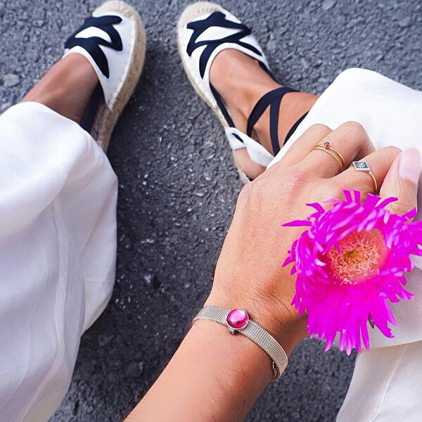 Bracciale placcato in oro rosa con ciondolo rosso Sensazioni SAJT59