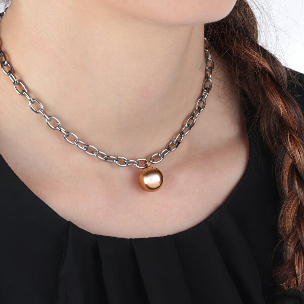 Ocelový bicolor náhrdelník Boule SALY01